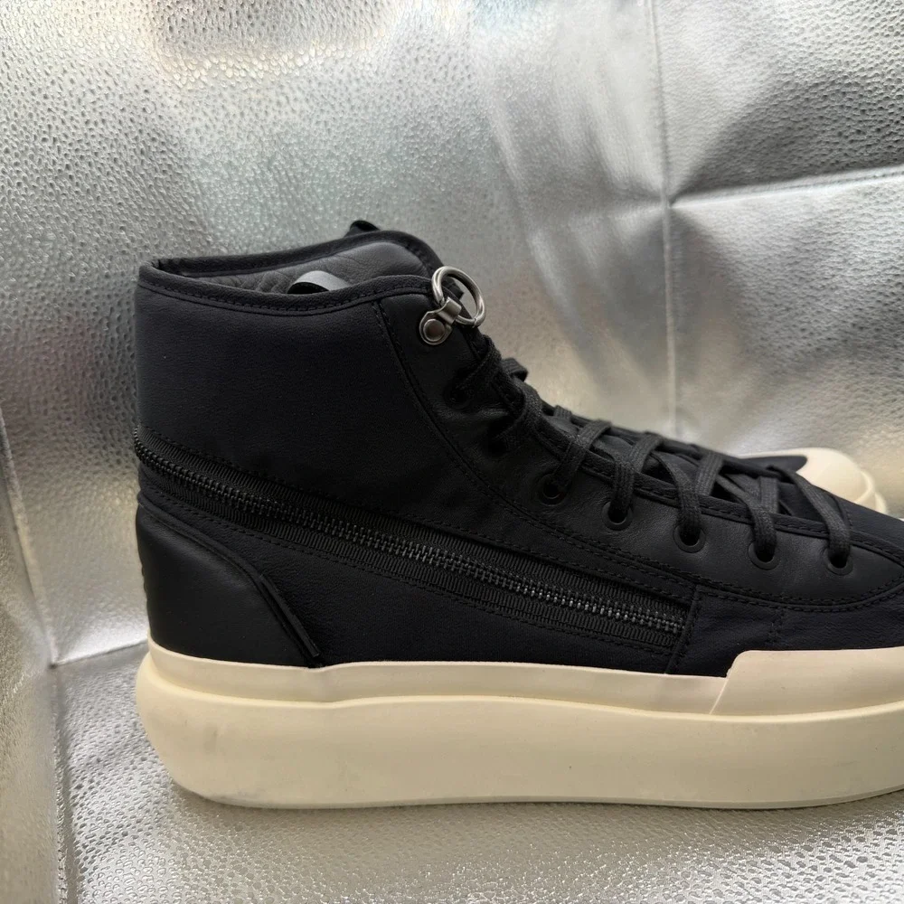 Size 12.5 Adidas‎ Y-3 Ajatu Court High Black Cream Mens Athletic Sneakers HQ5967